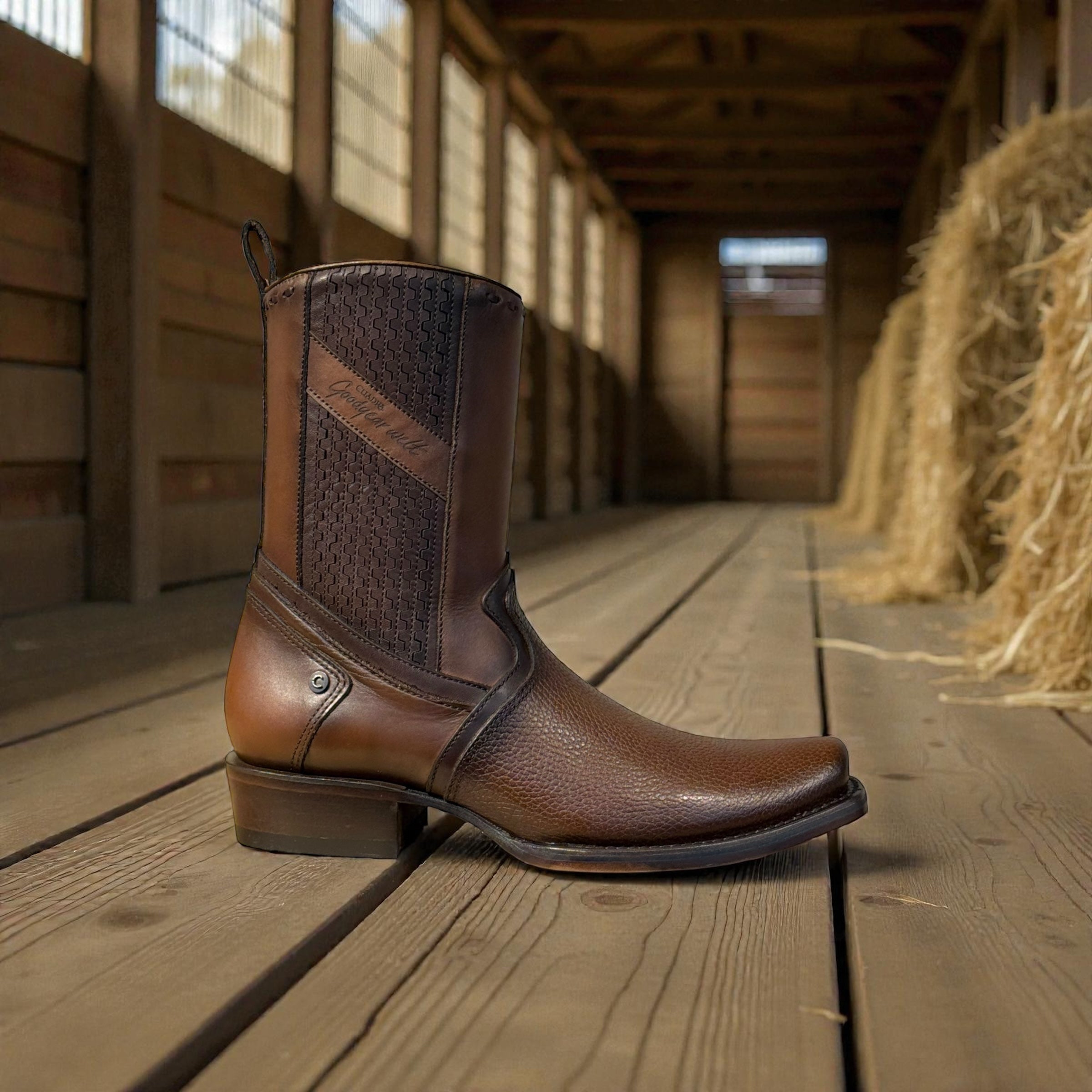 Men Honey Laser & Zipper Narrow Square Toe – Wide (EE) – SEÑOR BOOTS
