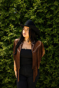 Chaqueta vaquera con flecos para mujer