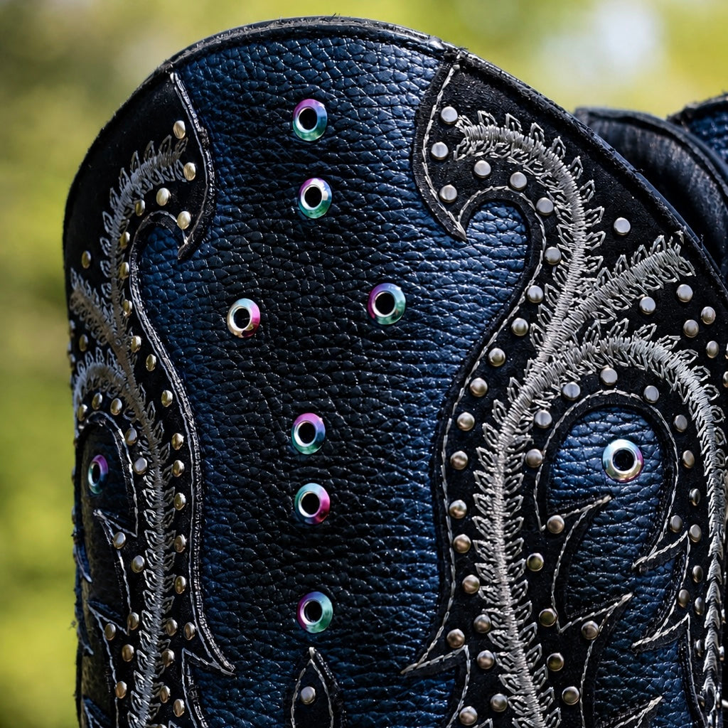 Lady Black Overlay & Embroidery & Studs Point