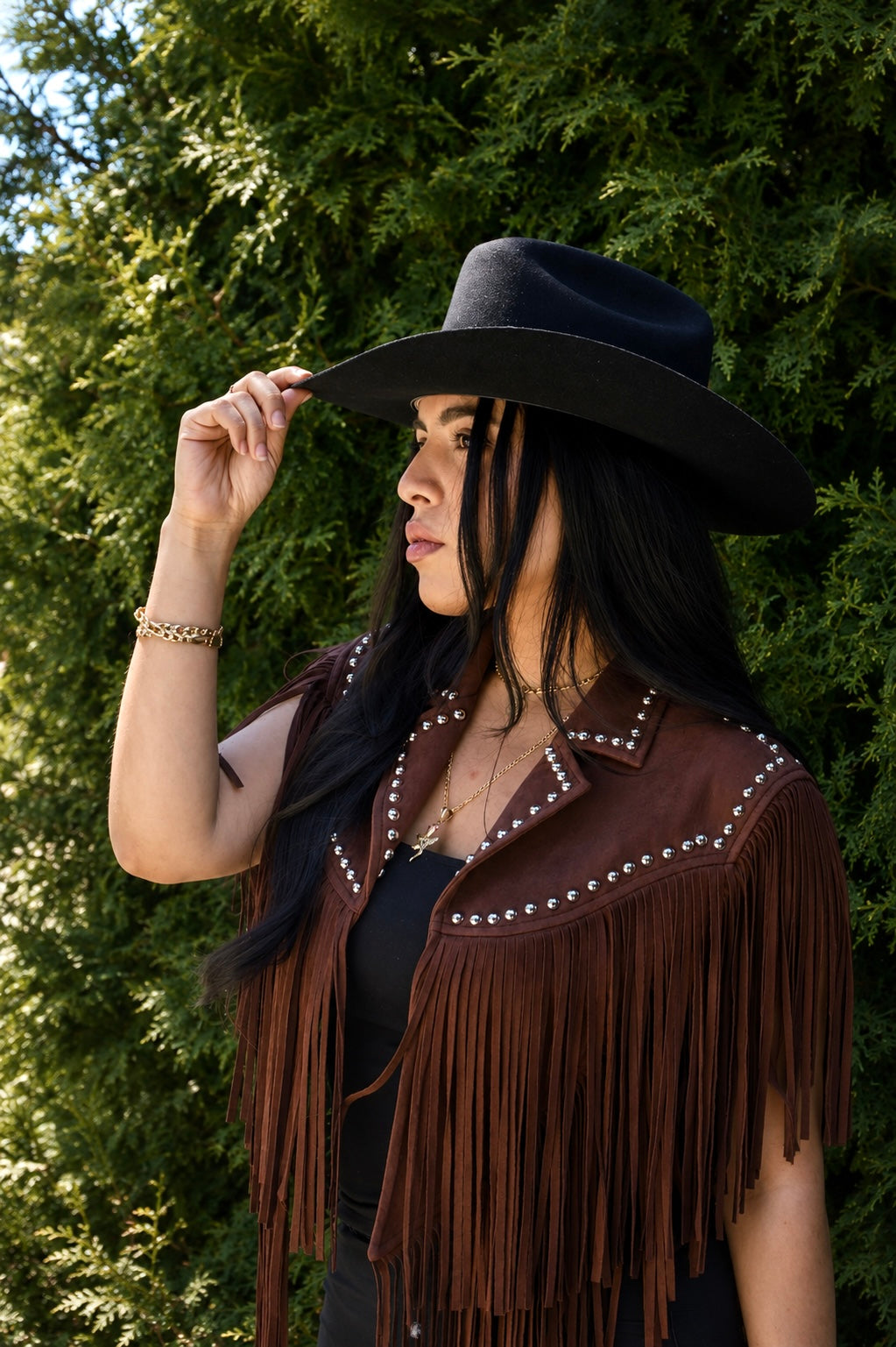 Chaqueta vaquera con flecos para mujer