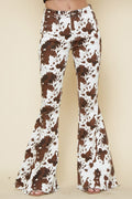 Women Cow Print Flare Pants
