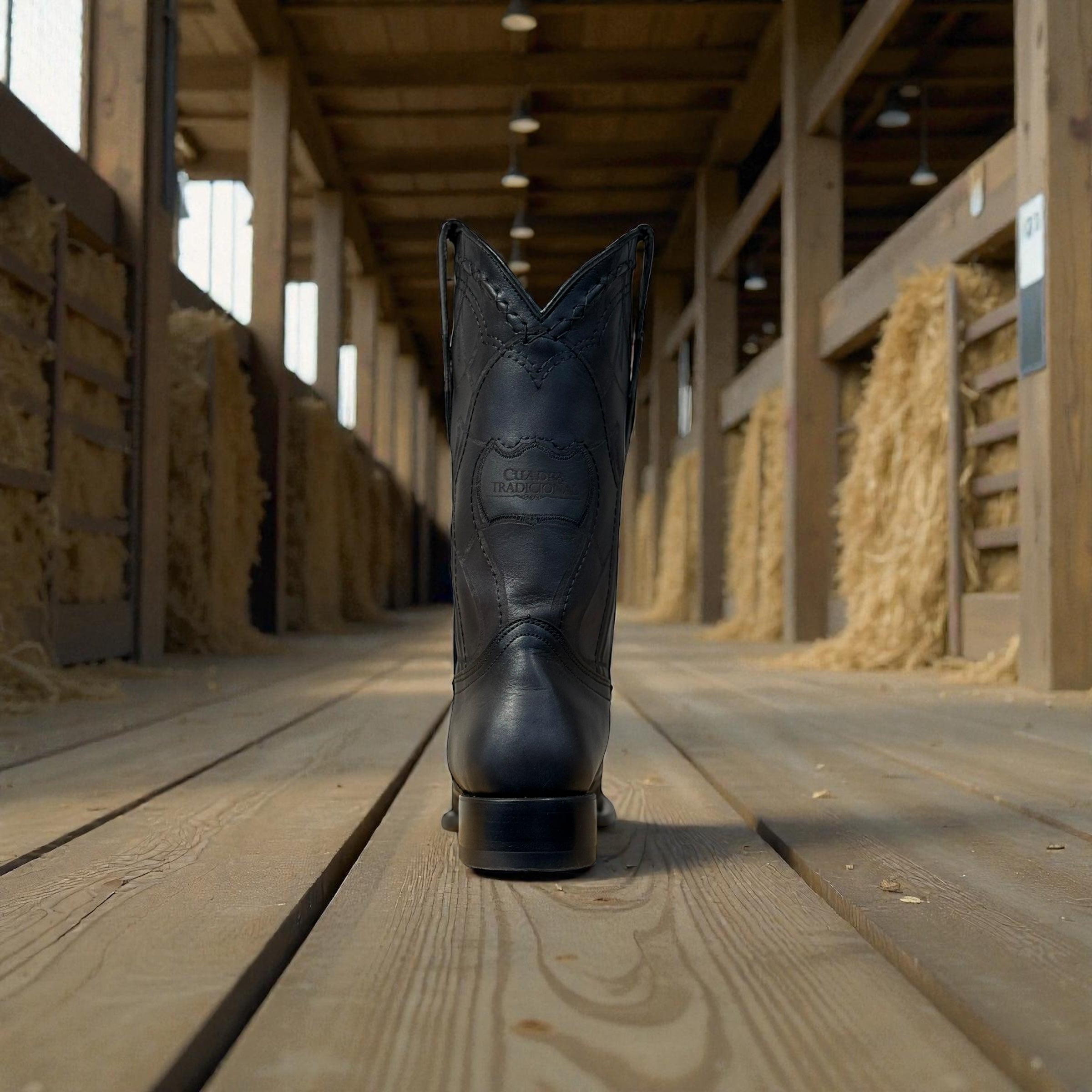 Men Over Black Laser & Embroidery & Woven Square Toe – Wide (EE)