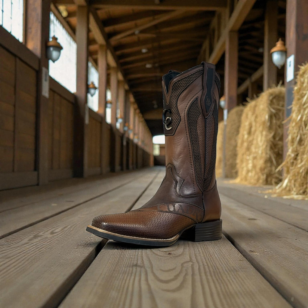 Men Honey Embroidery & Laser S Square Toe – Wide (EE)