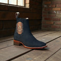 EL PASO ANLKLE BOOT BUCK BLUE NAVY LEATHER SOLE