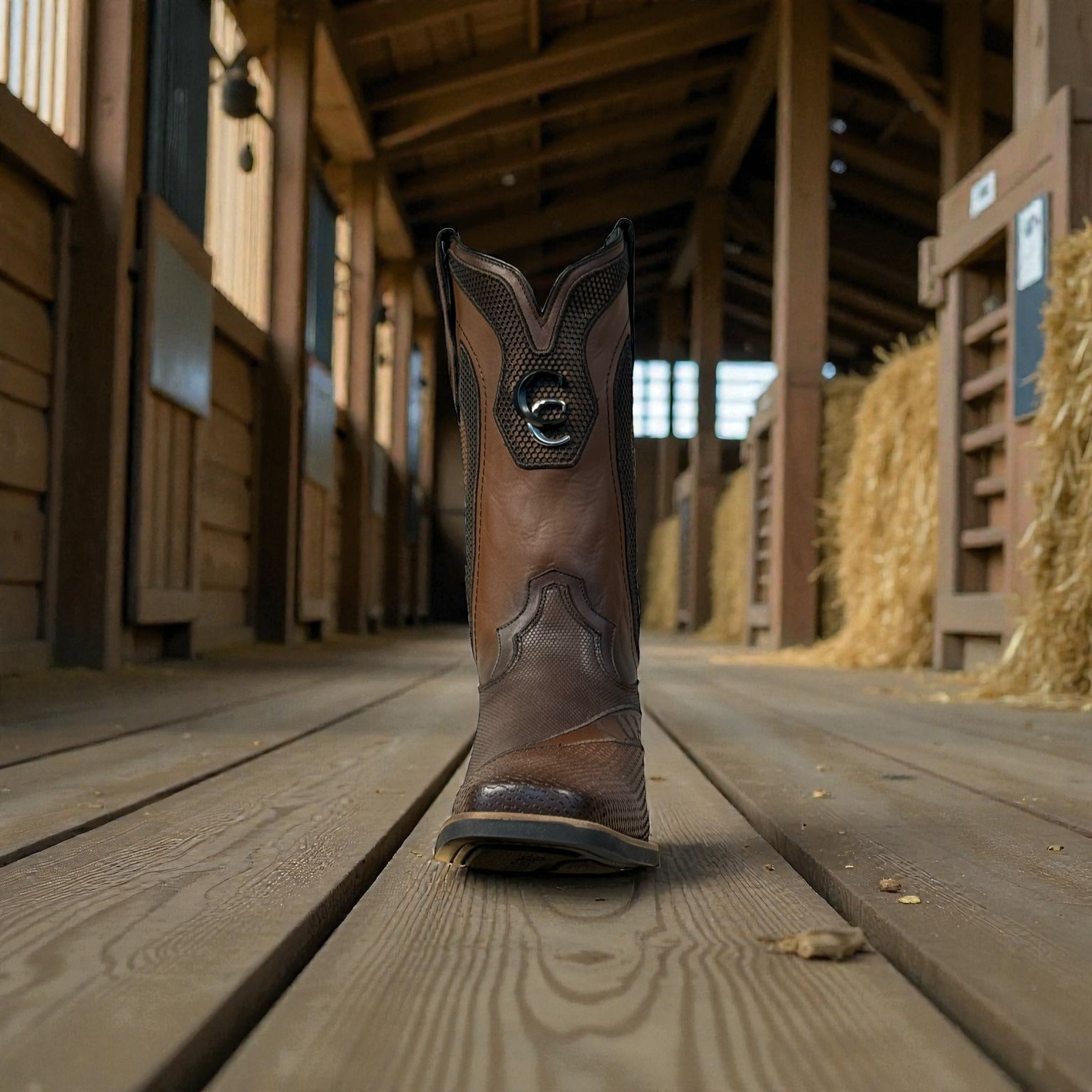 Men Honey Embroidery & Laser S Square Toe – Wide (EE)