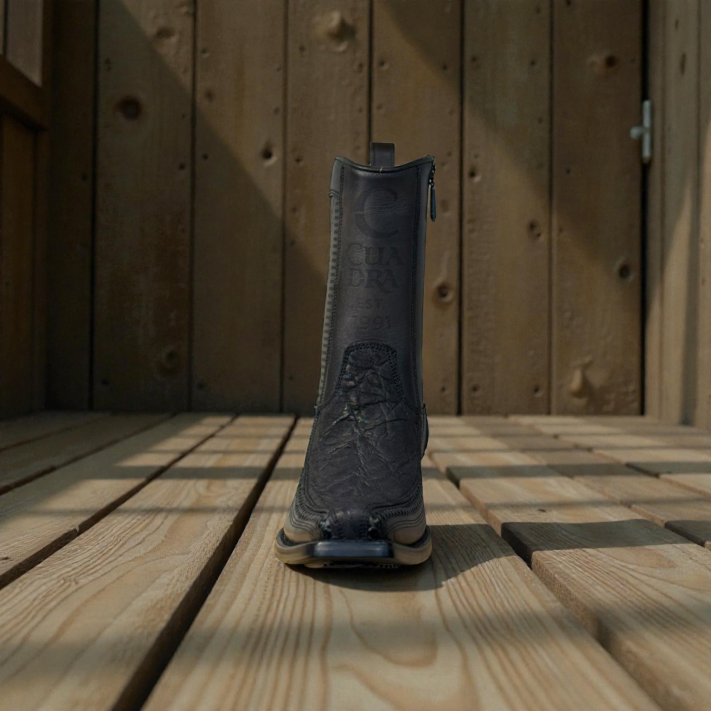 Men Dusty Black Elephant Laser & Woven Narrow Square Toe – Wide (EE)