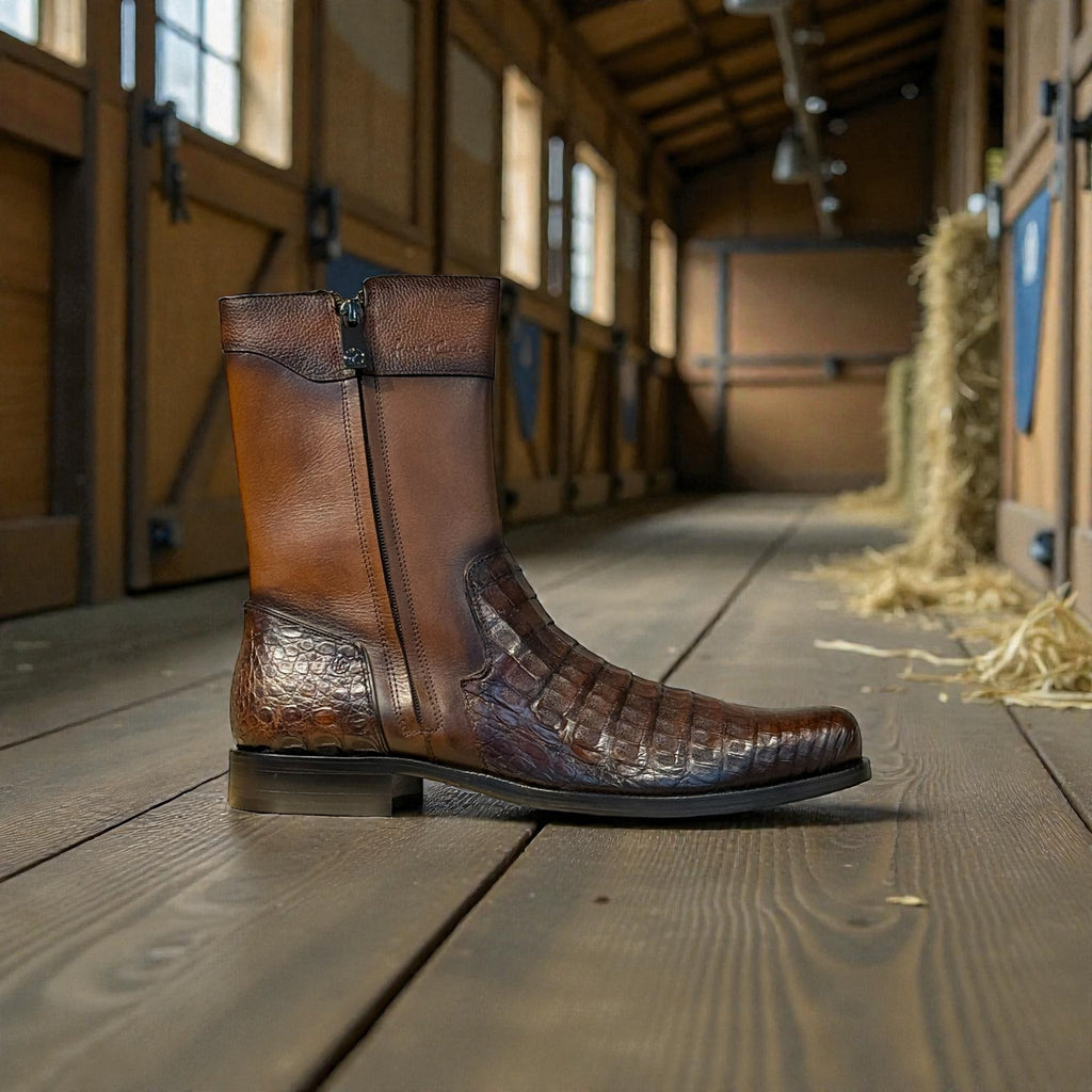 Men Boot Honey Caiman/ Cowhide – Wide (EE)