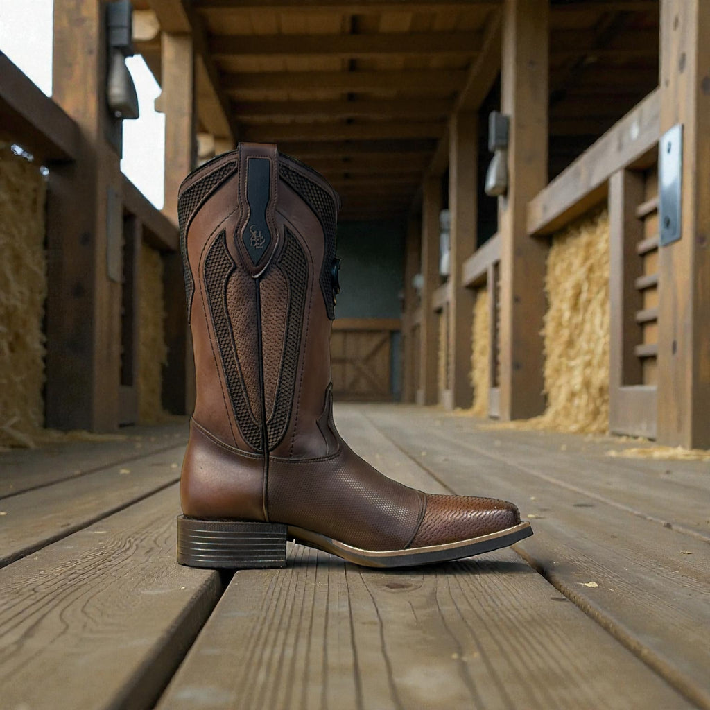 Men Honey Embroidery & Laser S Square Toe – Wide (EE)