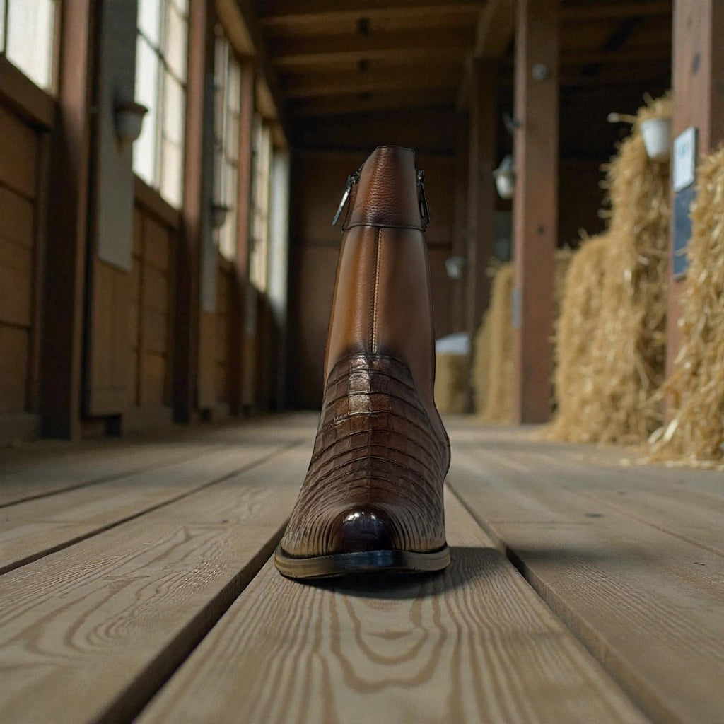 Men Boot Honey Caiman/ Cowhide – Wide (EE)