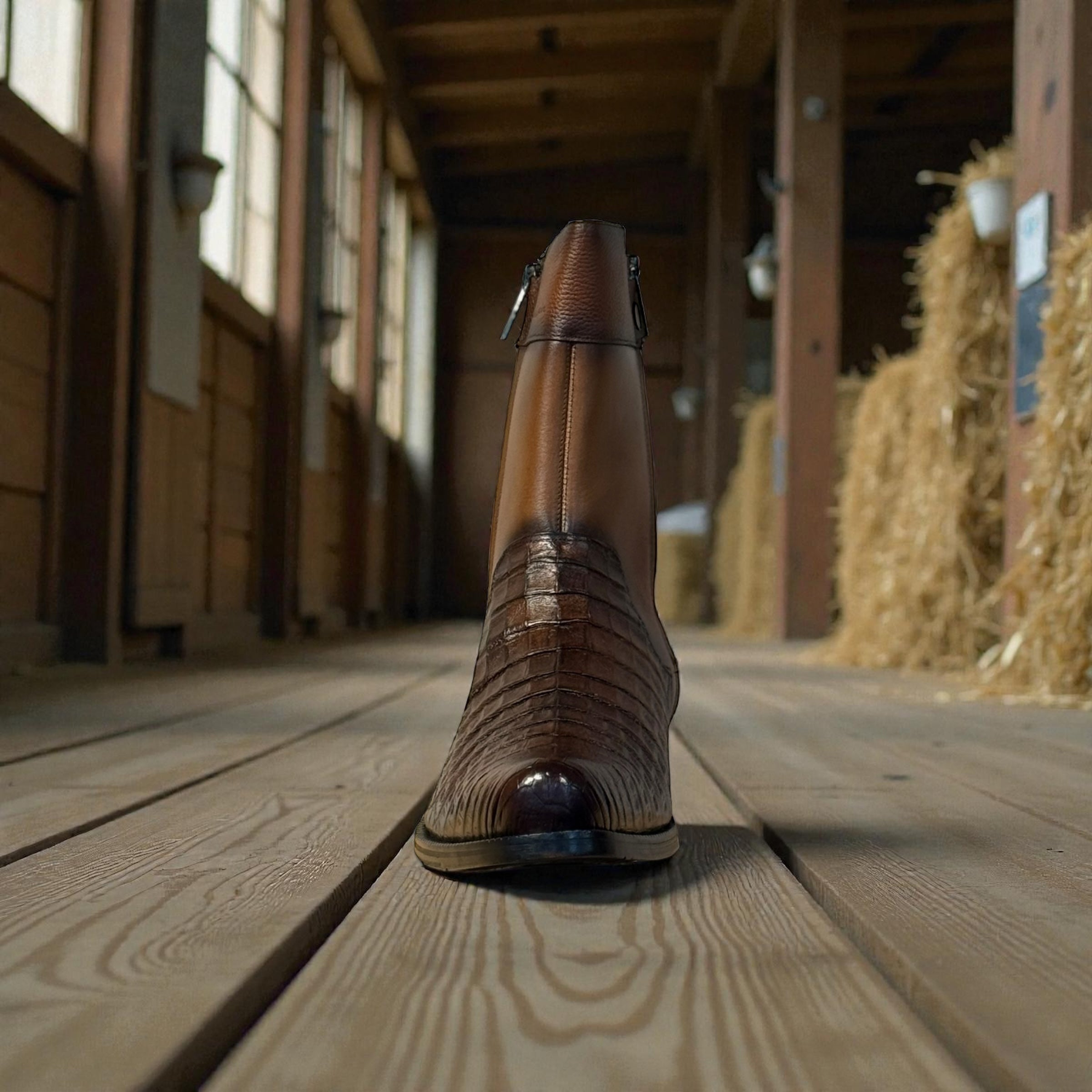 Men Boot Honey Caiman/ Cowhide – Wide (EE)