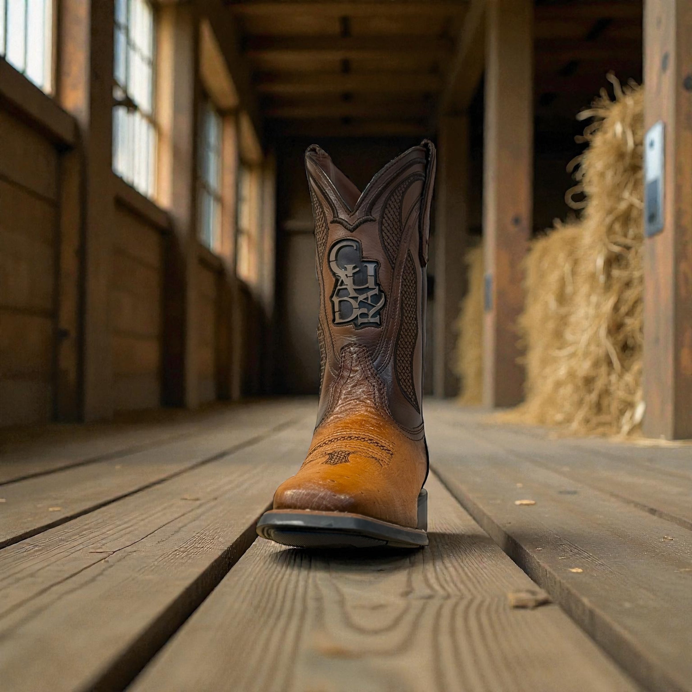 Men Honey Ostrich Laser & Woven Square Toe – Wide (EE)