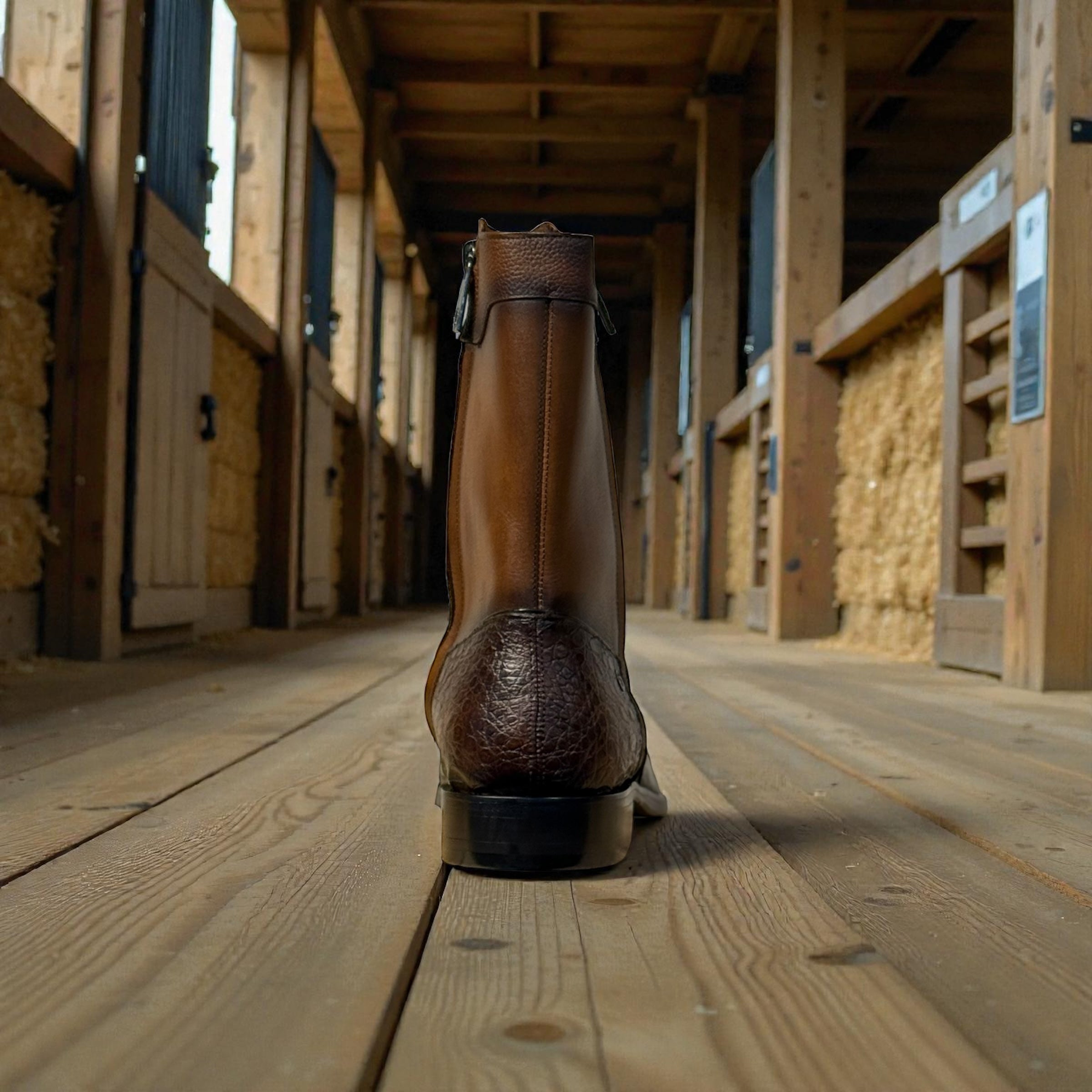 Men Boot Honey Caiman/ Cowhide – Wide (EE)