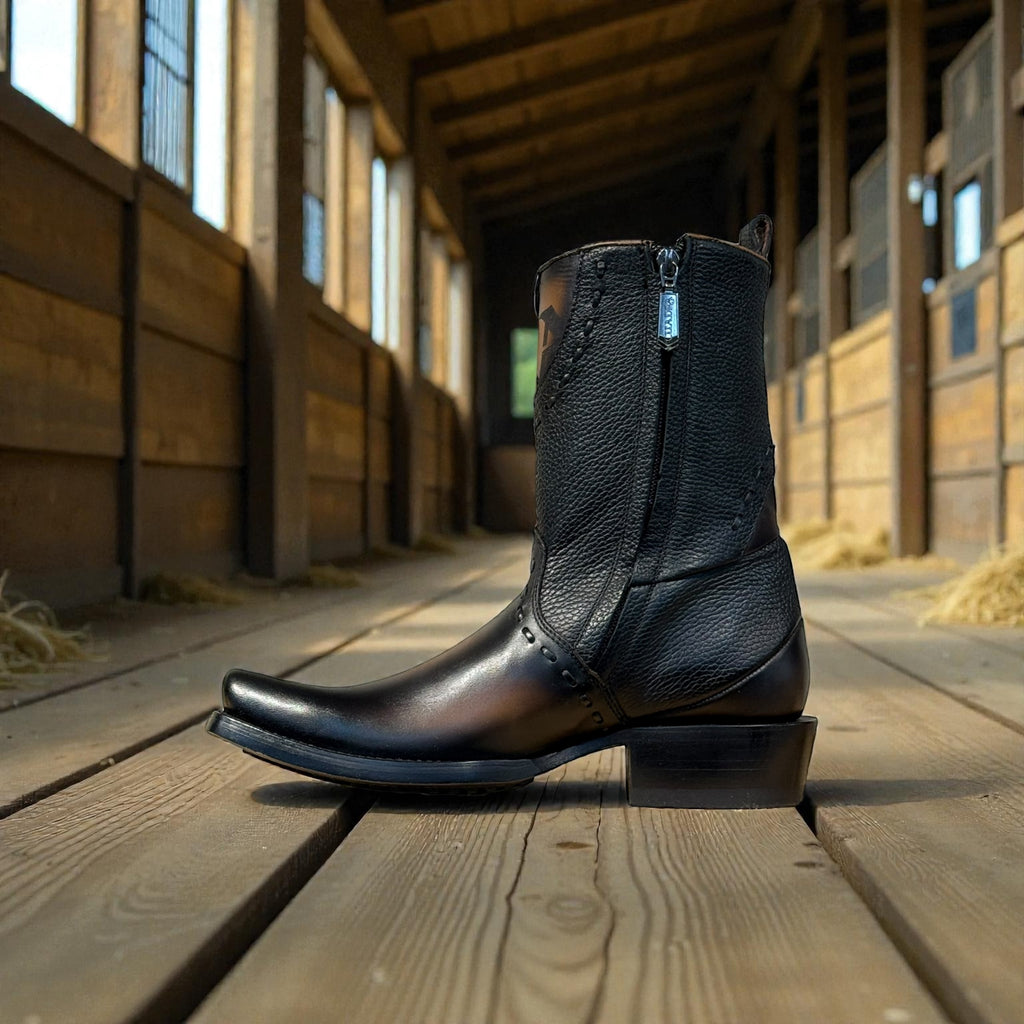 Men Viena Black Laser & Woven & Zipper Narrow – Wide (EE)