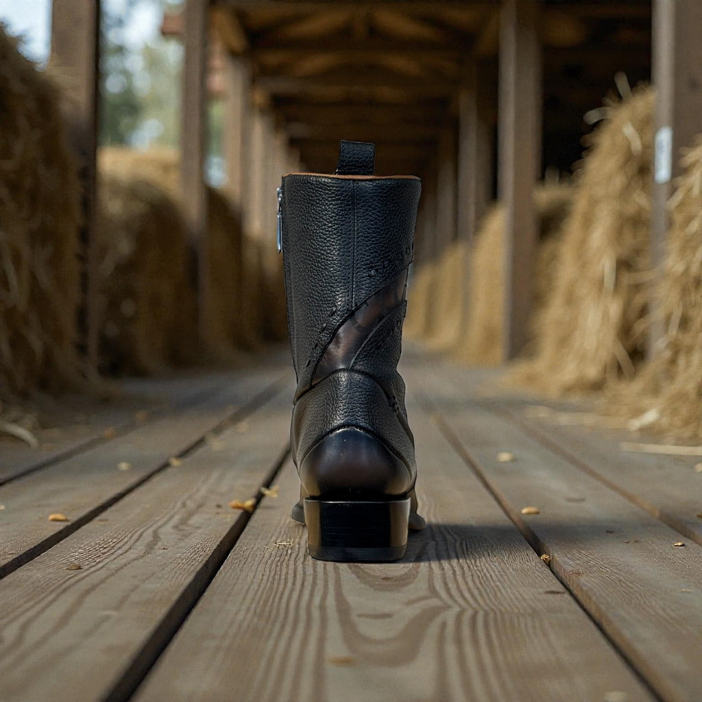 Men Viena Black Laser & Woven & Zipper Narrow – Wide (EE)