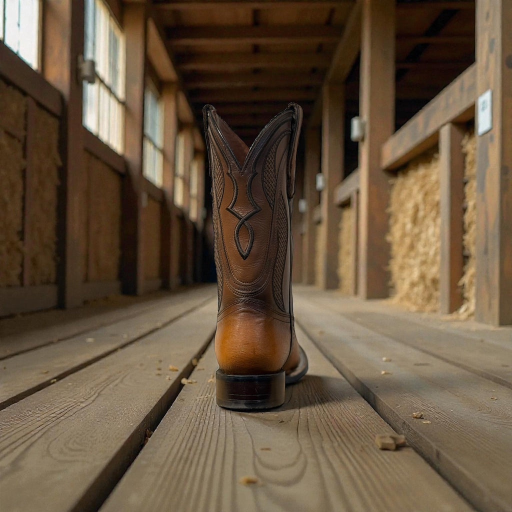 Men Honey Ostrich Laser & Woven Square Toe – Wide (EE)