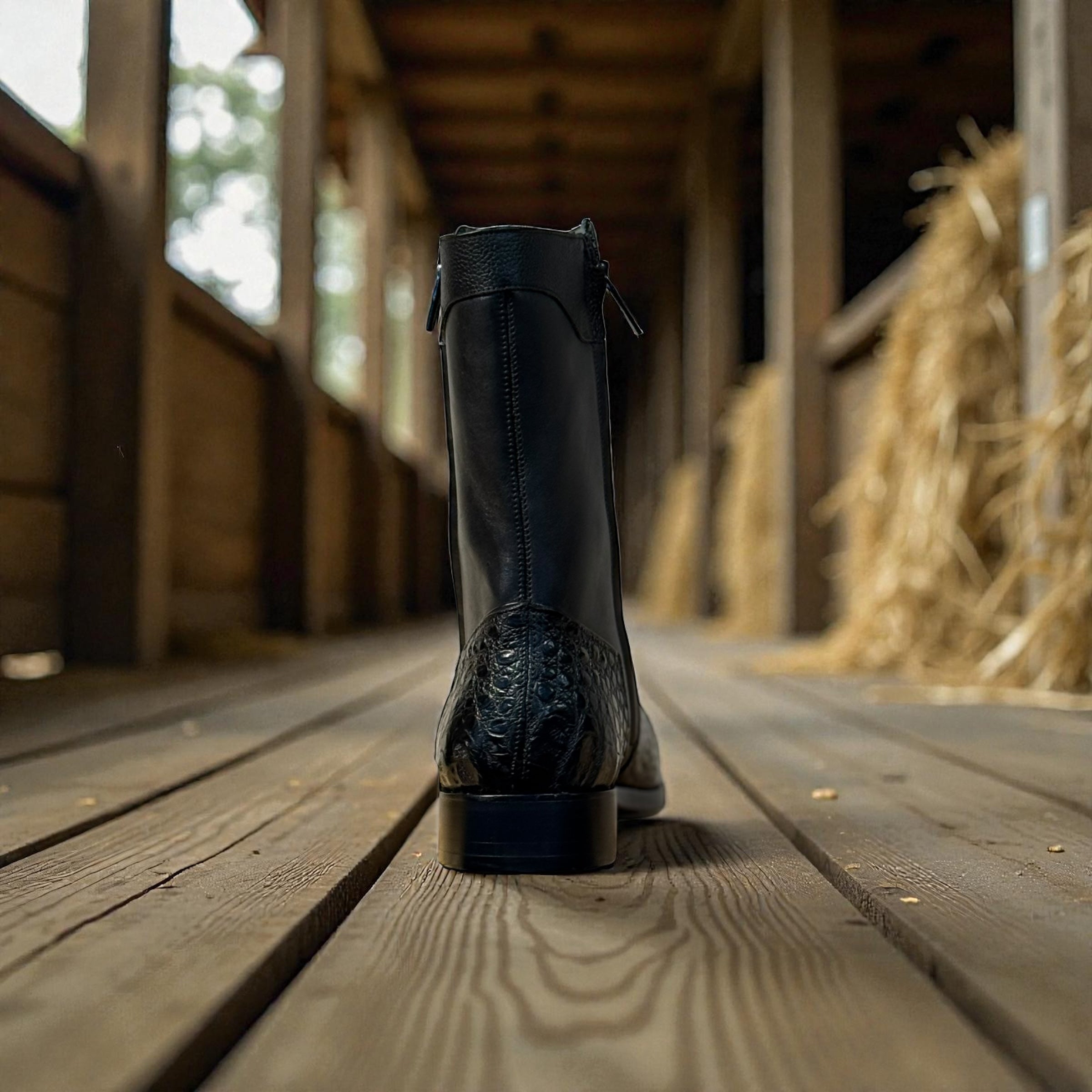 Men Boots Black Python R/ Cowhide – Wide (EE)