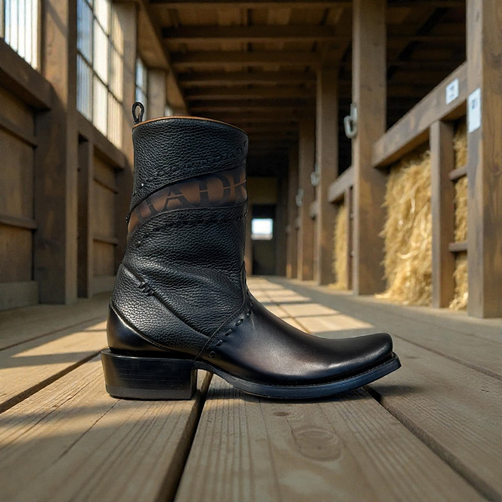 Men Viena Black Laser & Woven & Zipper Narrow – Wide (EE)