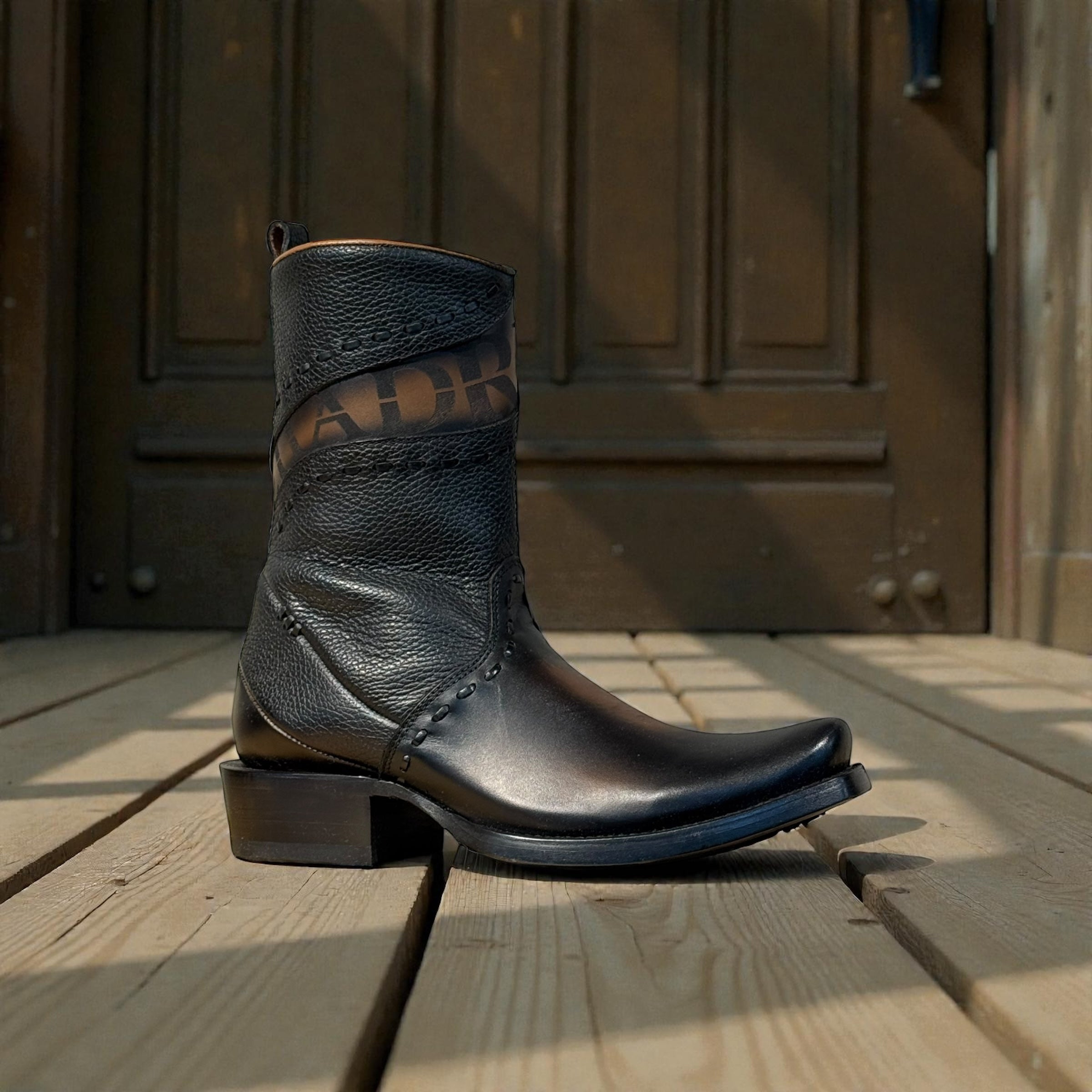 Men Viena Black Laser & Woven & Zipper Narrow – Wide (EE)