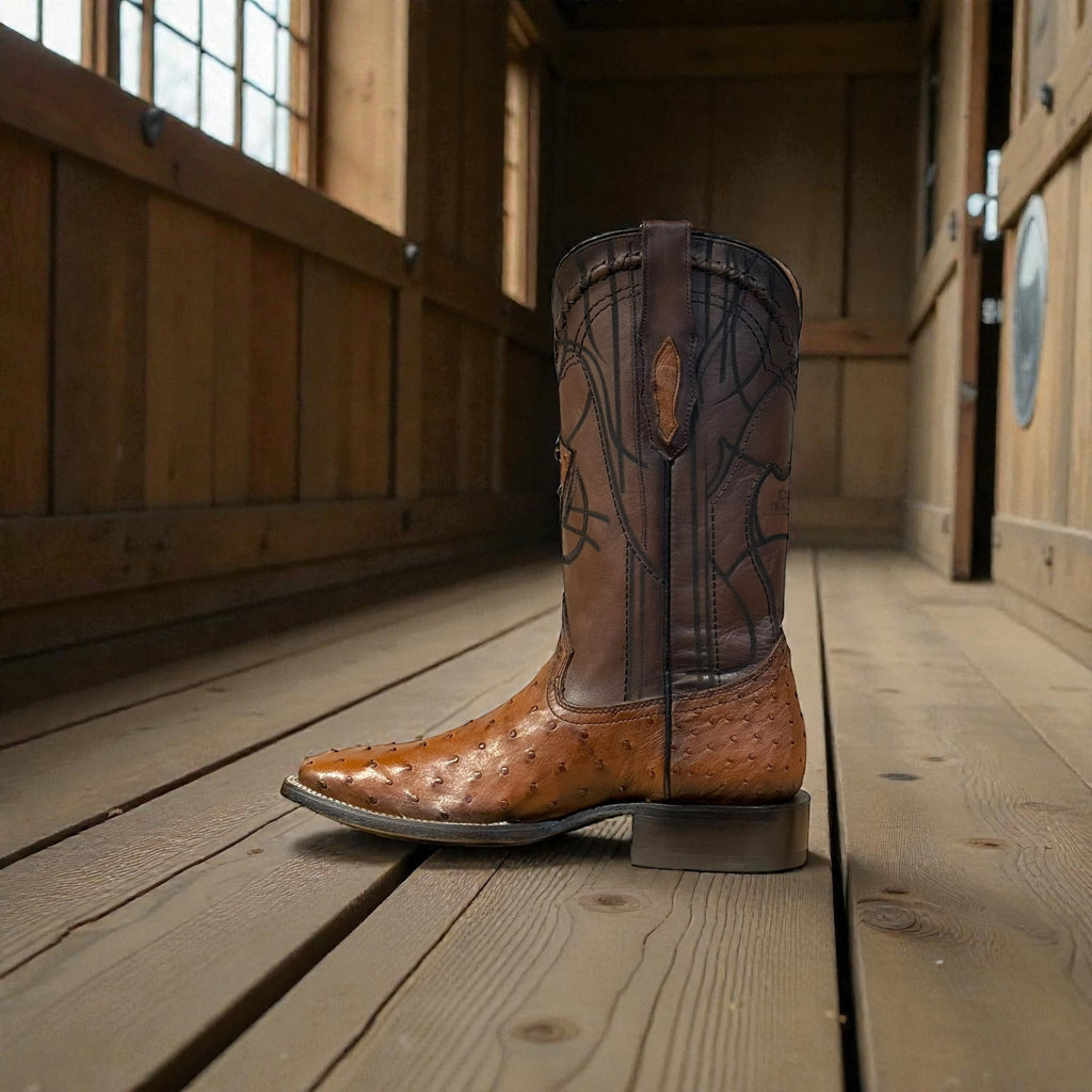Men Moroni Chestnut Ostrich Laser & Embroidery – Wide (EE)