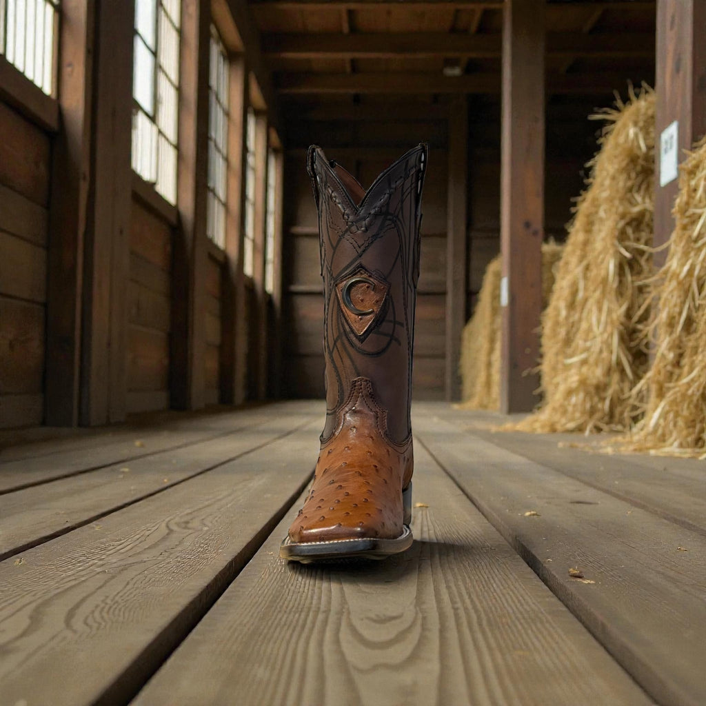 Men Moroni Chestnut Ostrich Laser & Embroidery – Wide (EE)