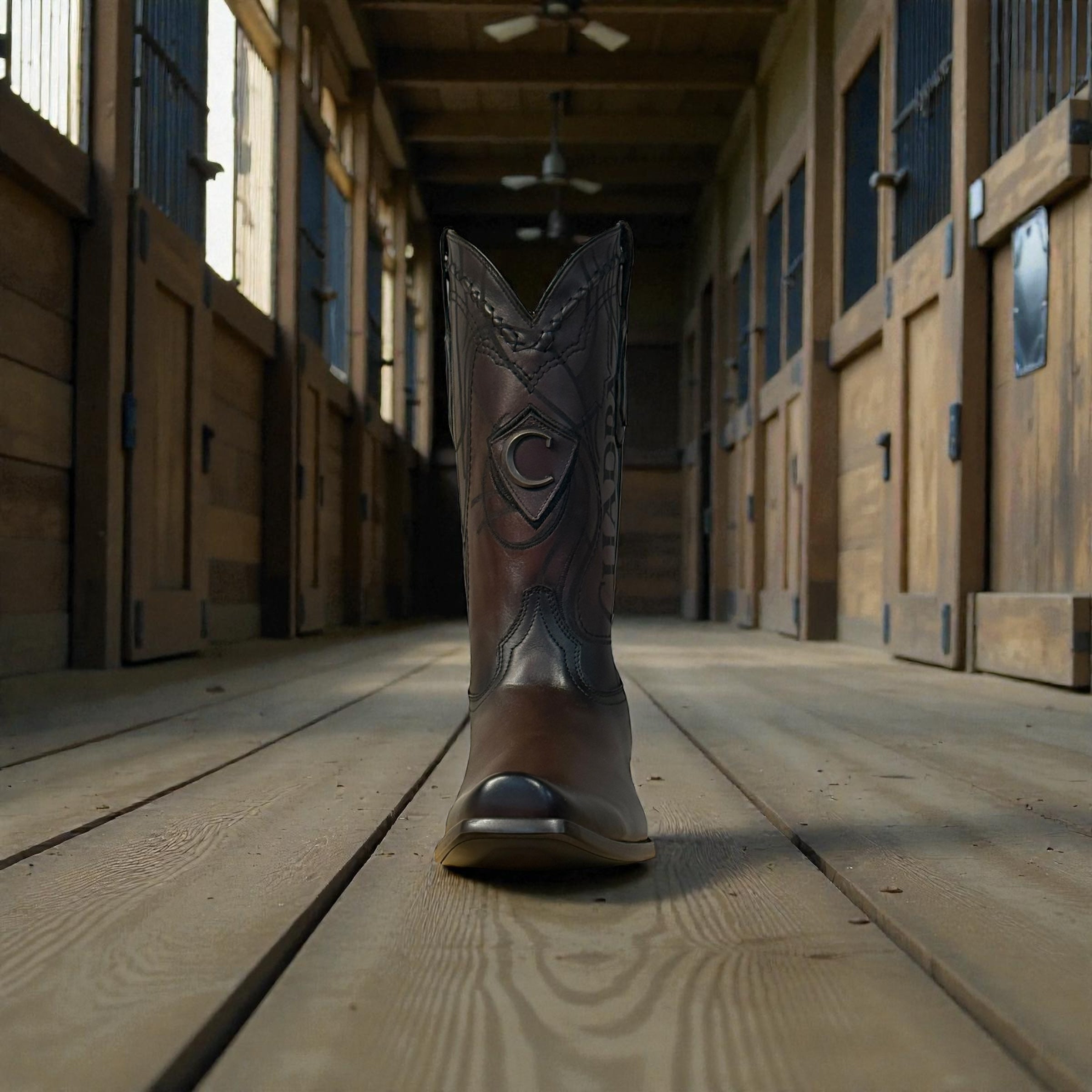 Men Brown Laser & Embroidery Narrow Square Toe – Wide (EE)