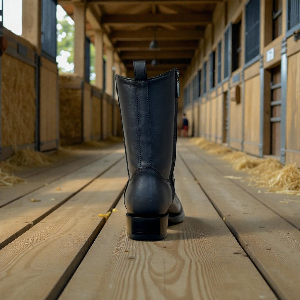 Men Black Stingray Laser & Woven Narrow Square Toe – Wide (EE)