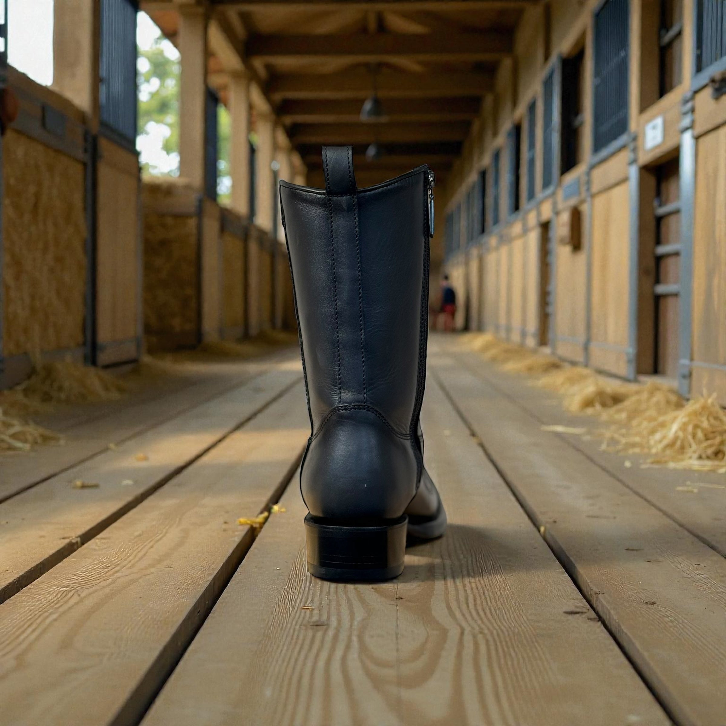 Men Black Stingray Laser & Woven Narrow Square Toe – Wide (EE)