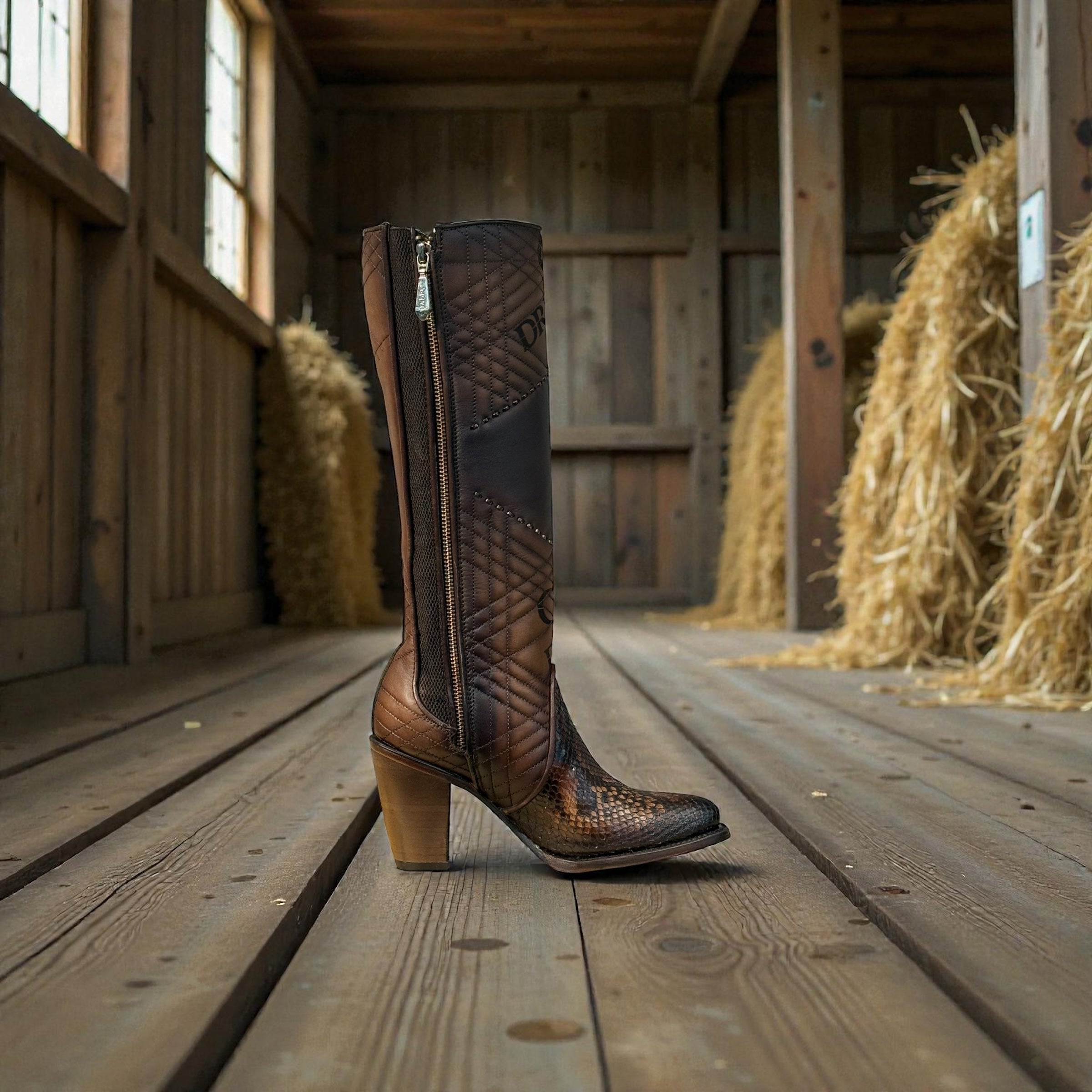 Lady Brown Python Laser & Embroidery & Woven