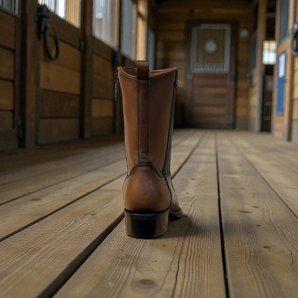 Men Moroni Chestnut Ostrich Laser & Woven Narrow Square Toe – Wide (EE)