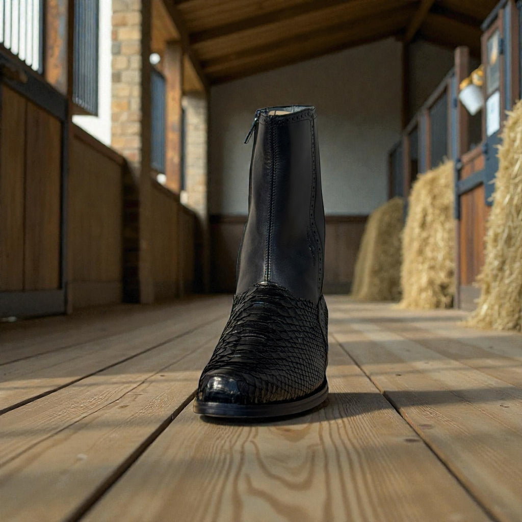 Men Boots Black Python R/ Cowhide – Wide (EE)