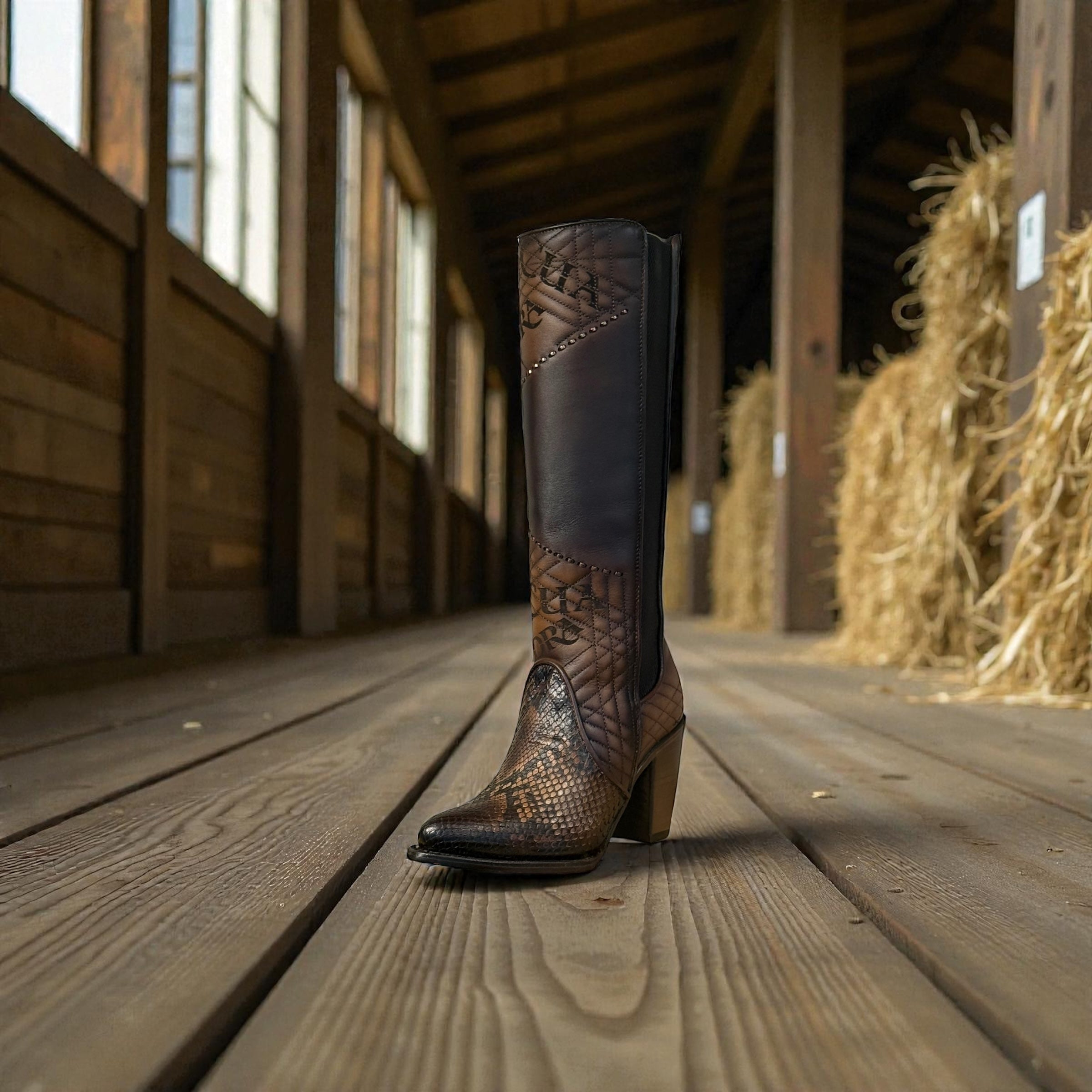 Lady Brown Python Laser & Embroidery & Woven