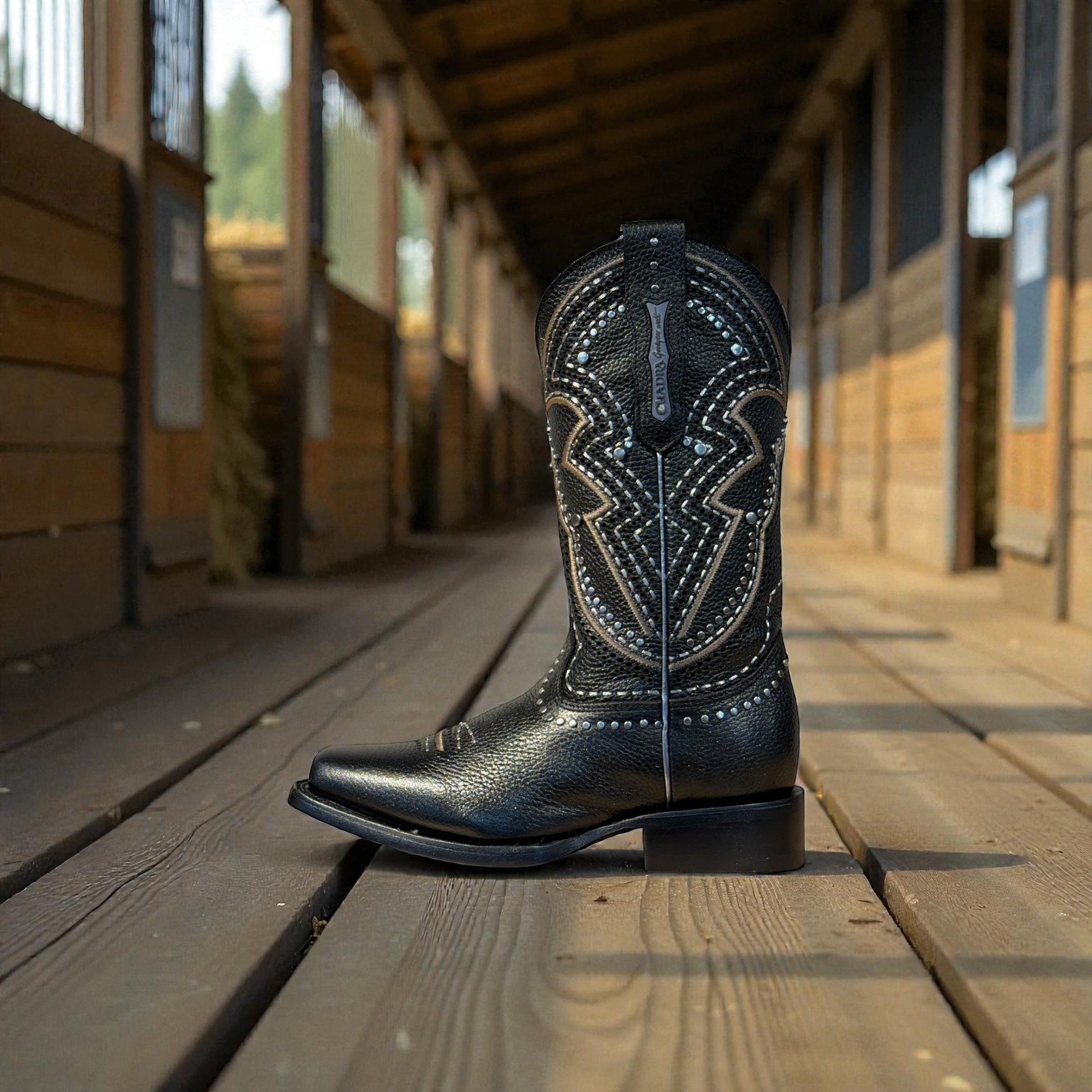 Lady Black Laser & Embroidery & Studs Square