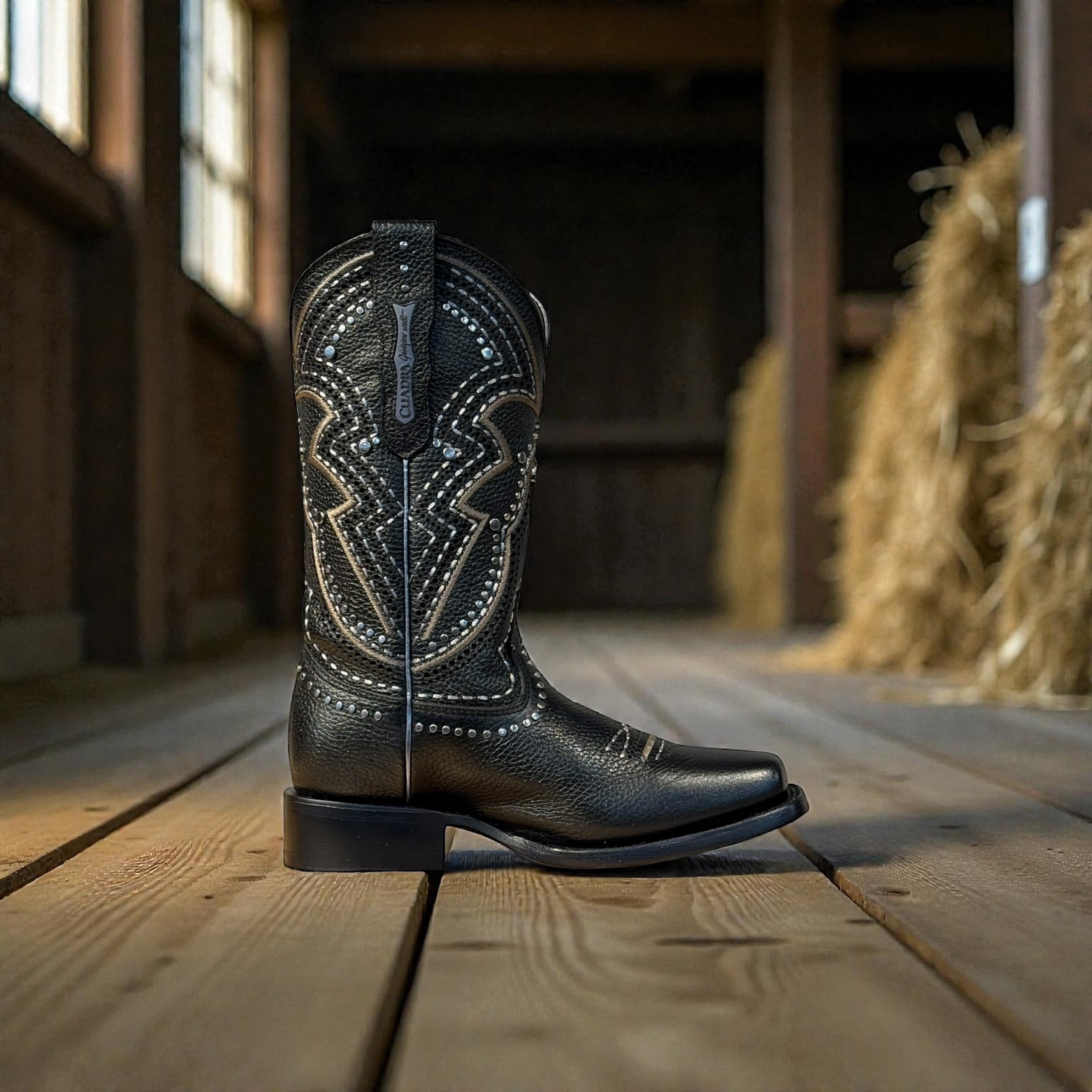 Lady Black Laser & Embroidery & Studs Square