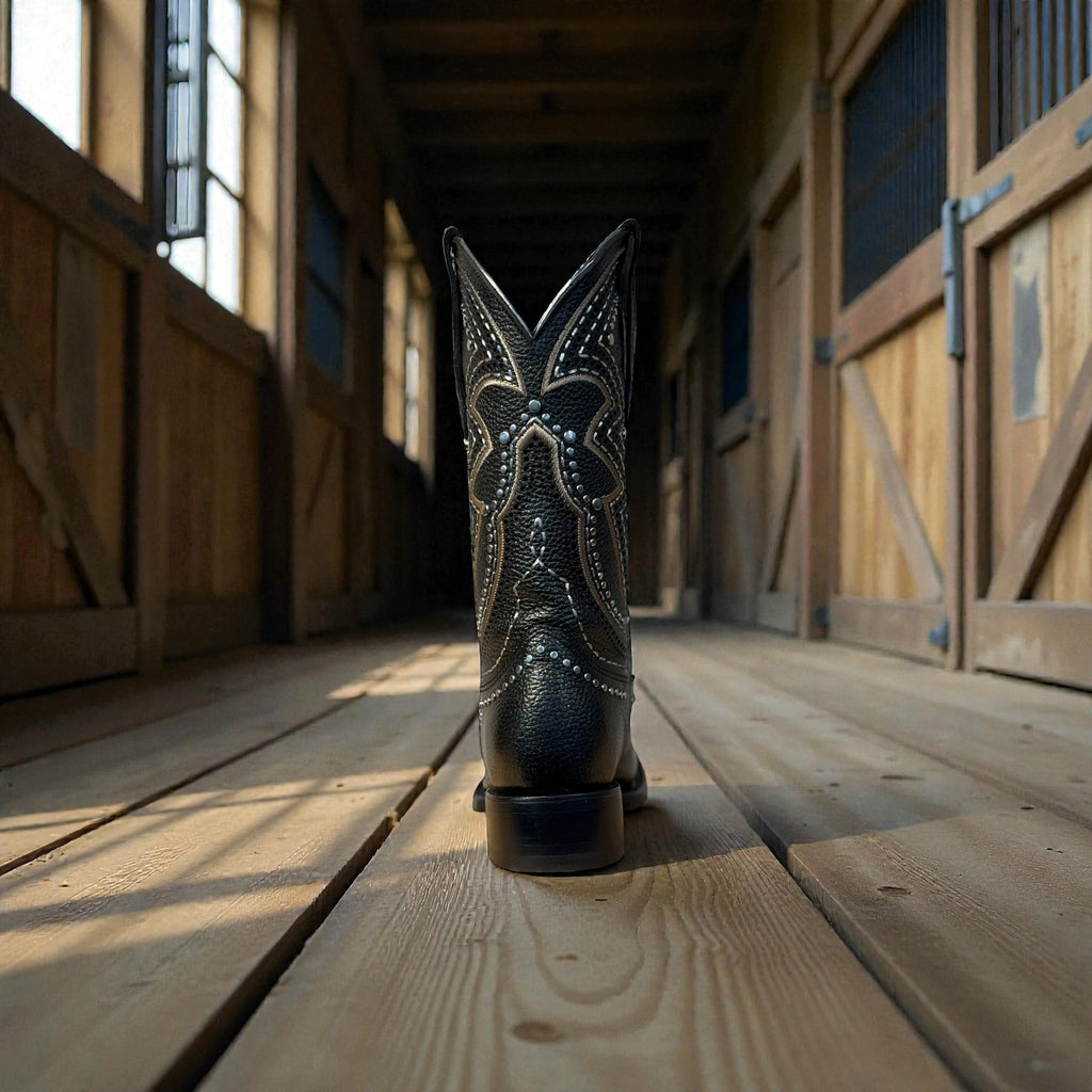 Lady Black Laser & Embroidery & Studs Square