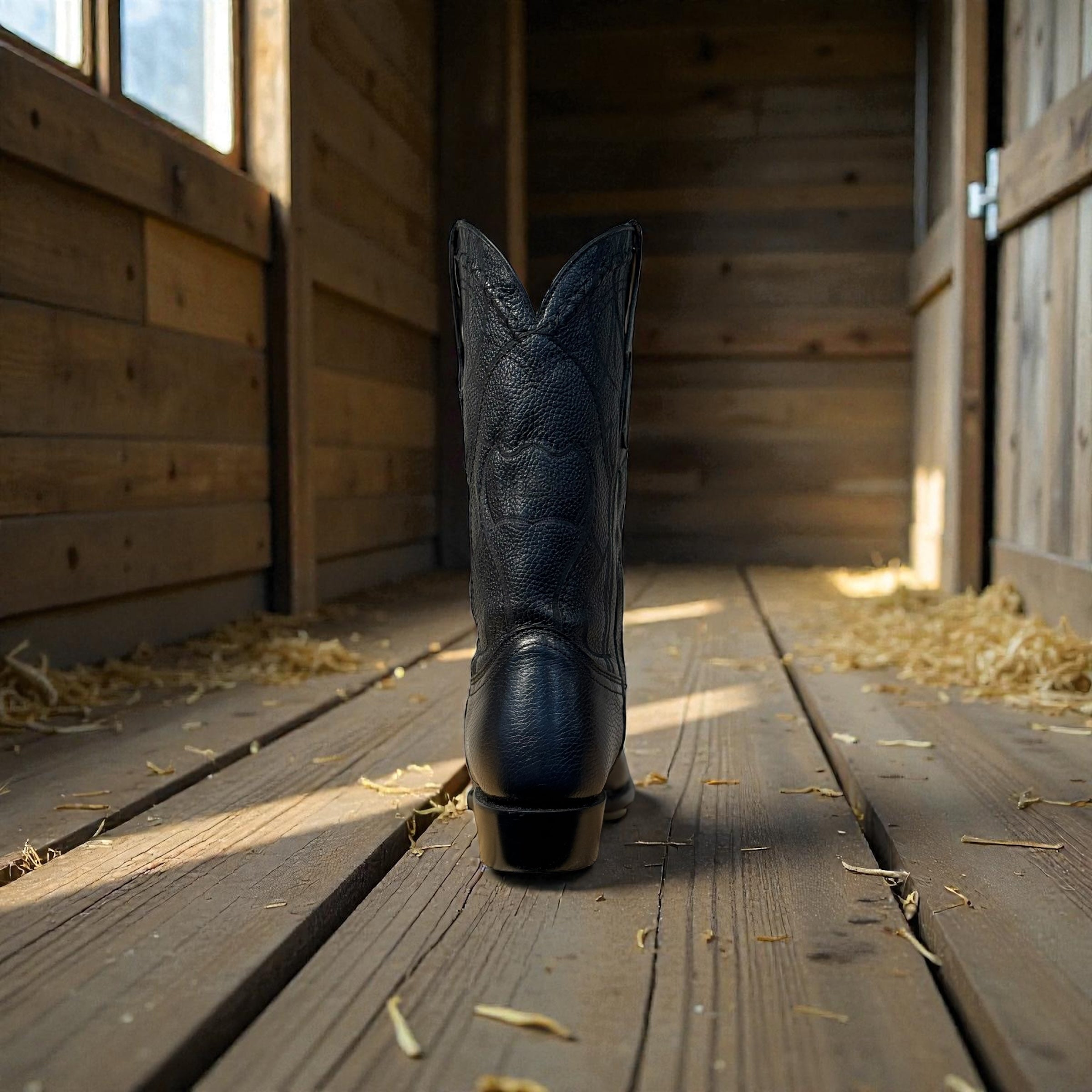 Man Black Deer Laser & Embroidery Narrow Square Toe – Wide (EE)