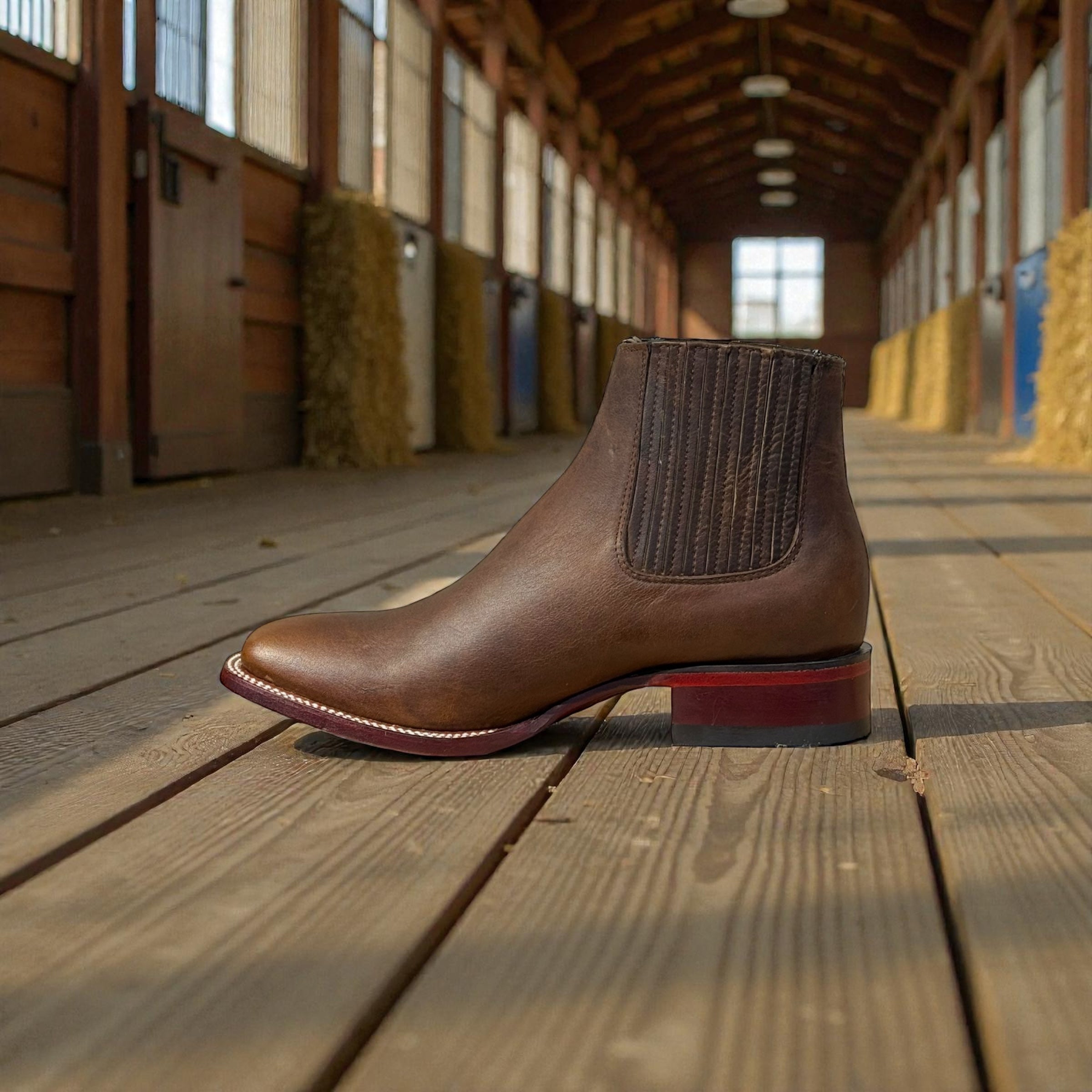 WIDE SQUARE TOE RAGE WALNUT LEATHER SOLE