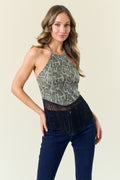 Women Fringe Halter Top