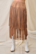 Women Brown Fringe Western Skirt